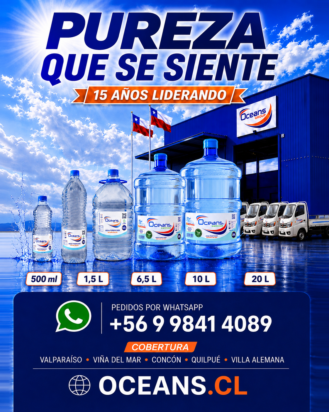 OCEANS: infraestructura, flota de reparto y formatos de agua purificada